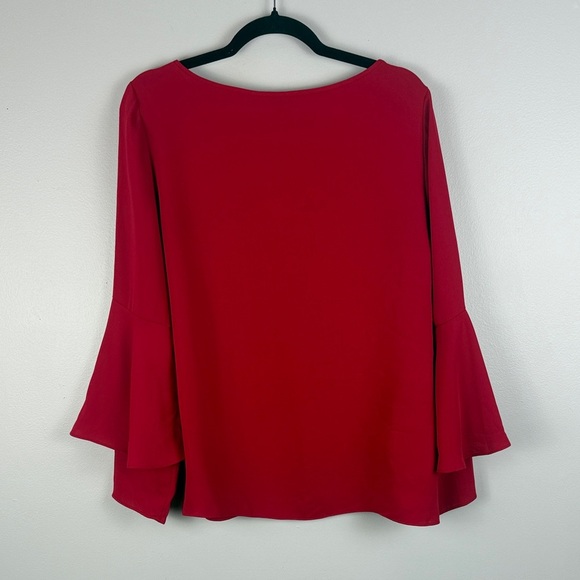 Chico's Vibrant Classic Red Tiered Flare Long Sleeve Blouse Size 8/10 - Picture 9 of 9